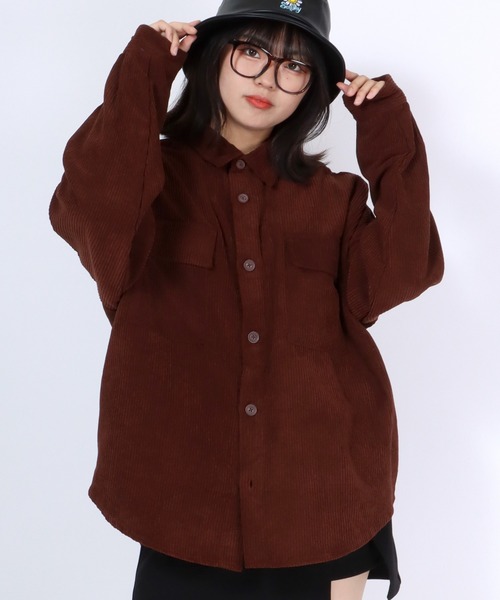Salong hameu(サロン ハミュー)の「コーデュロイシャツジャケット/CPOシャツ/セットアップ対応(シャツ/ブラウス・メンズ・ブラック/ダークグリーン/ベージュ/ブラウン・LL/M/L)」の2枚目の写真