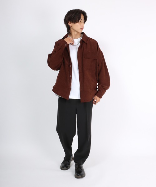 Salong hameu(サロン ハミュー)の「コーデュロイシャツジャケット/CPOシャツ/セットアップ対応(シャツ/ブラウス・メンズ・ブラック/ダークグリーン/ベージュ/ブラウン・LL/M/L)」の13枚目の写真