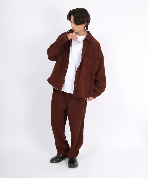 Salong hameu(サロン ハミュー)の「コーデュロイシャツジャケット/CPOシャツ/セットアップ対応(シャツ/ブラウス・メンズ・ブラック/ダークグリーン/ベージュ/ブラウン・LL/M/L)」の18枚目の写真