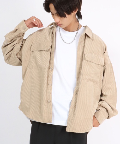 Salong hameu(サロン ハミュー)の「コーデュロイシャツジャケット/CPOシャツ/セットアップ対応(シャツ/ブラウス・メンズ・ブラック/ダークグリーン/ベージュ/ブラウン・LL/M/L)」の20枚目の写真