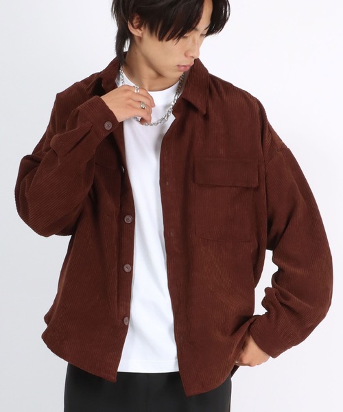 Salong hameu(サロン ハミュー)の「コーデュロイシャツジャケット/CPOシャツ/セットアップ対応(シャツ/ブラウス・メンズ・ブラック/ダークグリーン/ベージュ/ブラウン・LL/M/L)」の12枚目の写真