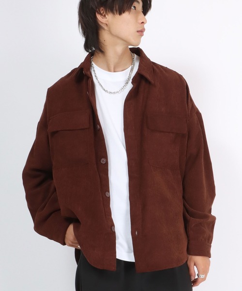 Salong hameu(サロン ハミュー)の「コーデュロイシャツジャケット/CPOシャツ/セットアップ対応(シャツ/ブラウス・メンズ・ブラック/ダークグリーン/ベージュ/ブラウン・LL/M/L)」の9枚目の写真