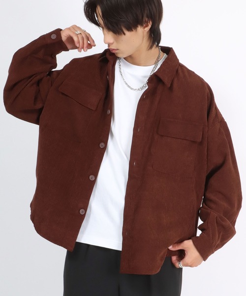 Salong hameu(サロン ハミュー)の「コーデュロイシャツジャケット/CPOシャツ/セットアップ対応(シャツ/ブラウス・メンズ・ブラック/ダークグリーン/ベージュ/ブラウン・LL/M/L)」の8枚目の写真