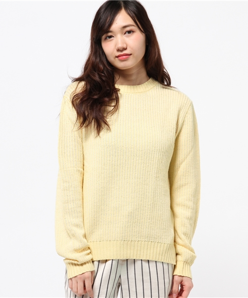 OUTLET（アウトレット）の「【Ciaopanic】綿混ストライプJQプルオーバー（ニット/セーター・レディース・グレー/ライトイエロー/ネイビー/ホワイト・FREE）」の4枚目の写真