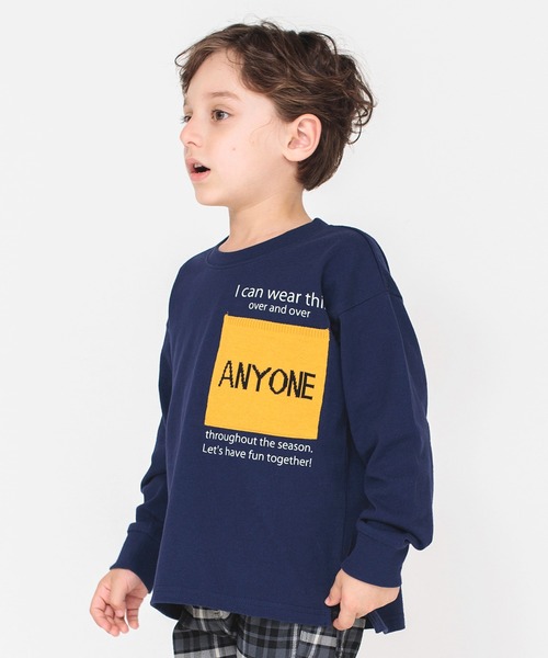 BRANSHES(ブランシェス)の「ビッグポケット付き長袖Tシャツ(Tシャツ/カットソー・キッズ・チャコールグレー/ネイビー/アイボリー・100/110/120/90/140/150/130)」の3枚目の写真