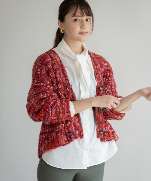 THE SHOP TK （ザ ショップ ティーケー ）の「◆【洗える】ミックスカラーニットカーディガン（カーディガン/ボレロ・レディース・オレンジ系その他5/ブルー系3/イエロー系3・12）」の3枚目の写真