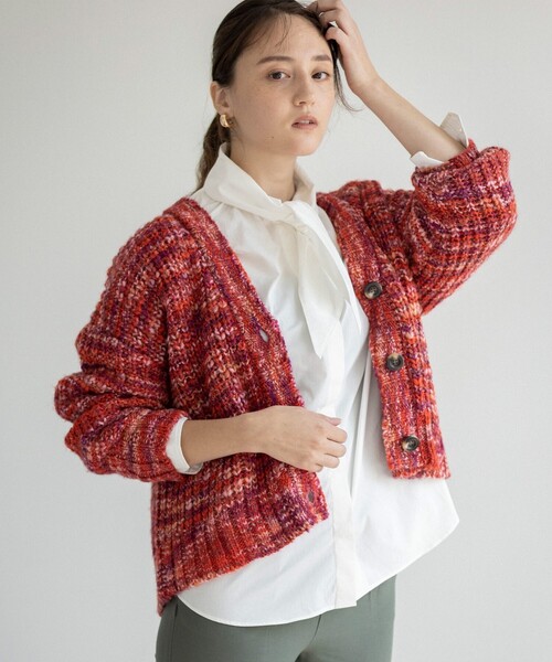 THE SHOP TK （ザ ショップ ティーケー ）の「◆【洗える】ミックスカラーニットカーディガン（カーディガン/ボレロ・レディース・オレンジ系その他5/ブルー系3/イエロー系3・12）」の5枚目の写真