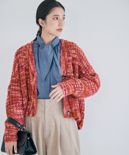 THE SHOP TK （ザ ショップ ティーケー ）の「◆【洗える】ミックスカラーニットカーディガン（カーディガン/ボレロ・レディース・オレンジ系その他5/ブルー系3/イエロー系3・12）」の9枚目の写真