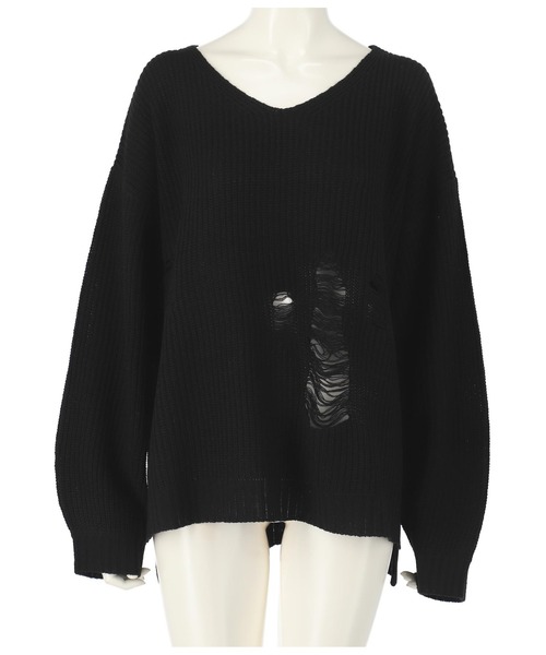 ANAP(アナップ)の「ダメージ畦ニットトップスセーター(ニット/セーター・レディース・ブラック/グレー/ブラウン・FREE)」の9枚目の写真