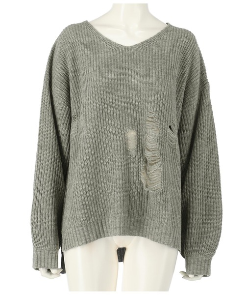 ANAP(アナップ)の「ダメージ畦ニットトップスセーター(ニット/セーター・レディース・ブラック/グレー/ブラウン・FREE)」の10枚目の写真