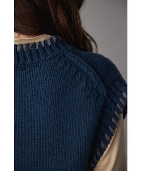 BLACK BY MOUSSY（ブラックバイマウジー）の「hand knit stitch vest（ハンドニットステッチベスト）（ベスト・レディース・カーキ/ブルー/オフホワイト・FREE）」の10枚目の写真
