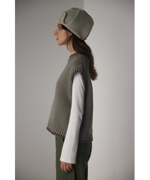 BLACK BY MOUSSY（ブラックバイマウジー）の「hand knit stitch vest（ハンドニットステッチベスト）（ベスト・レディース・カーキ/ブルー/オフホワイト・FREE）」の15枚目の写真