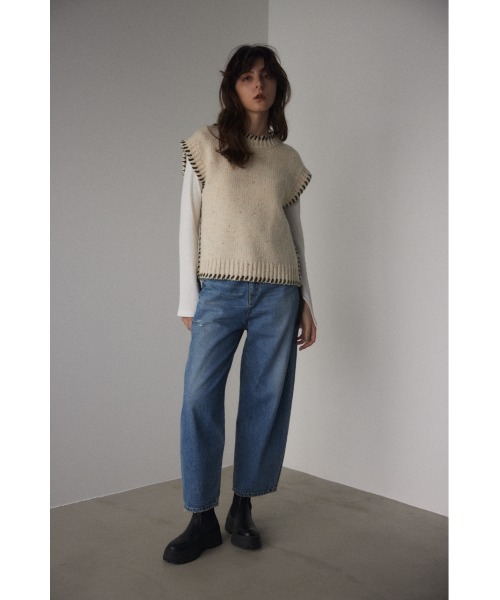 BLACK BY MOUSSY（ブラックバイマウジー）の「hand knit stitch vest（ハンドニットステッチベスト）（ベスト・レディース・カーキ/ブルー/オフホワイト・FREE）」の21枚目の写真