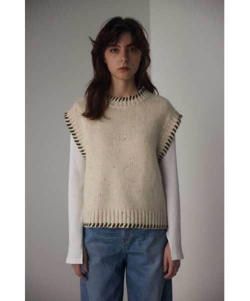 BLACK BY MOUSSY（ブラックバイマウジー）の「hand knit stitch vest（ハンドニットステッチベスト）（ベスト・レディース・カーキ/ブルー/オフホワイト・FREE）」の22枚目の写真