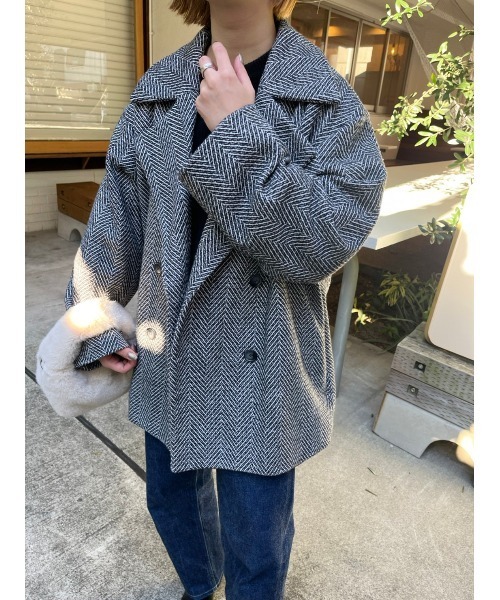 Edit Sheen（エディットシーン）の「ヘリンボーンジャケット型コート（その他アウター・レディース・ブラック/ブラウン・M）」の18枚目の写真