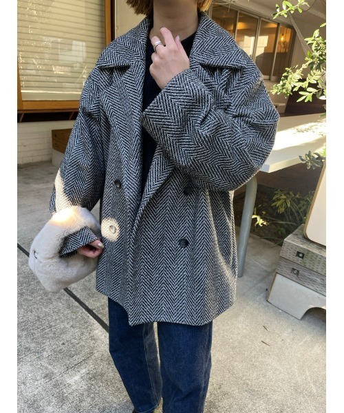 Edit Sheen（エディットシーン）の「ヘリンボーンジャケット型コート（その他アウター・レディース・ブラック/ブラウン・M）」の21枚目の写真