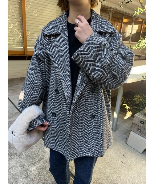 Edit Sheen（エディットシーン）の「ヘリンボーンジャケット型コート（その他アウター・レディース・ブラック/ブラウン・M）」の22枚目の写真