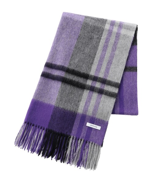 LOVELESS（ラブレス）の「チェックウールマフラー（マフラー・レディース・ベージュ系その他3/グリーン系その他3/ピンク/パープル系その他2・FREE）」の4枚目の写真