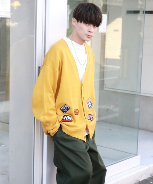 SPINNS(スピンズ)の「【ゆったりシルエット】ワッペンニットカーディガン(カーディガン/ボレロ・メンズ・ブラック/グレー/サックスブルー/イエロー・ONESIZE)」の16枚目の写真