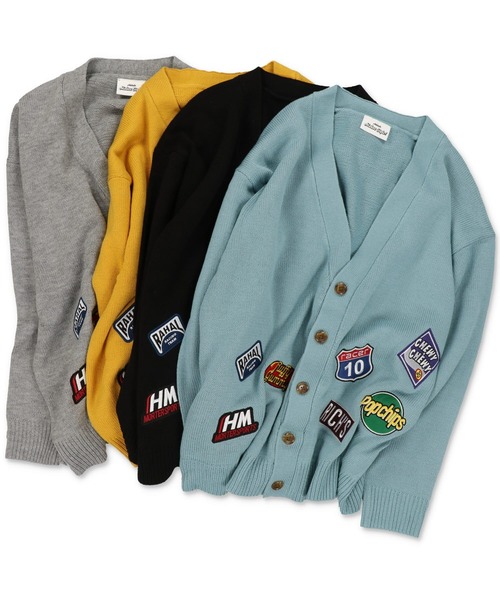 SPINNS(スピンズ)の「【ゆったりシルエット】ワッペンニットカーディガン(カーディガン/ボレロ・メンズ・ブラック/グレー/サックスブルー/イエロー・ONESIZE)」の8枚目の写真