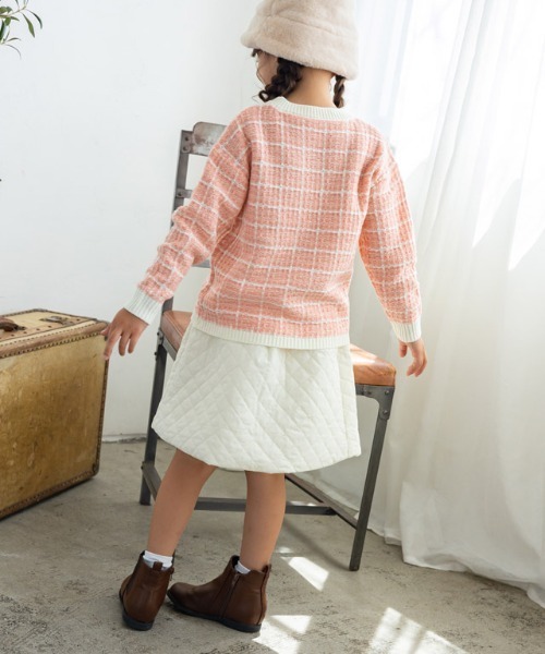 lulpini（ルルピー二）の「[lulpini]チェックニットプルオーバー（ニット/セーター・キッズ・ブルー系その他/ピンク系その他/ホワイト×ネイビー・S/M/L）」の5枚目の写真