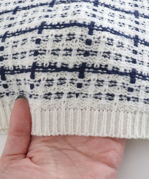 lulpini（ルルピー二）の「[lulpini]チェックニットプルオーバー（ニット/セーター・キッズ・ブルー系その他/ピンク系その他/ホワイト×ネイビー・S/M/L）」の20枚目の写真