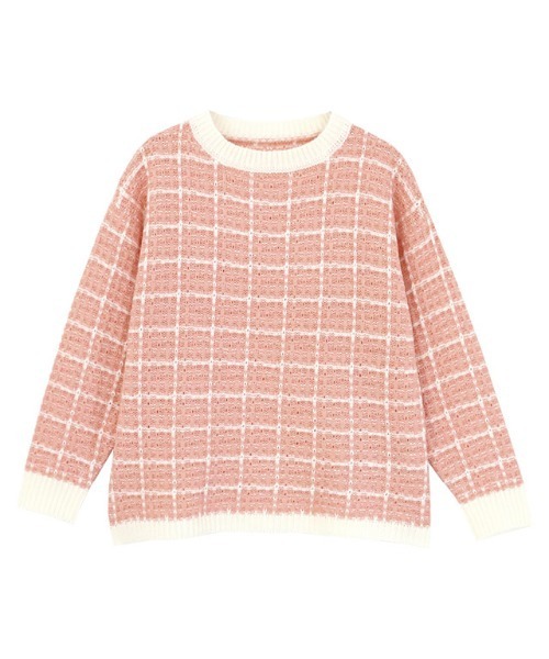 lulpini（ルルピー二）の「[lulpini]チェックニットプルオーバー（ニット/セーター・キッズ・ブルー系その他/ピンク系その他/ホワイト×ネイビー・S/M/L）」の22枚目の写真