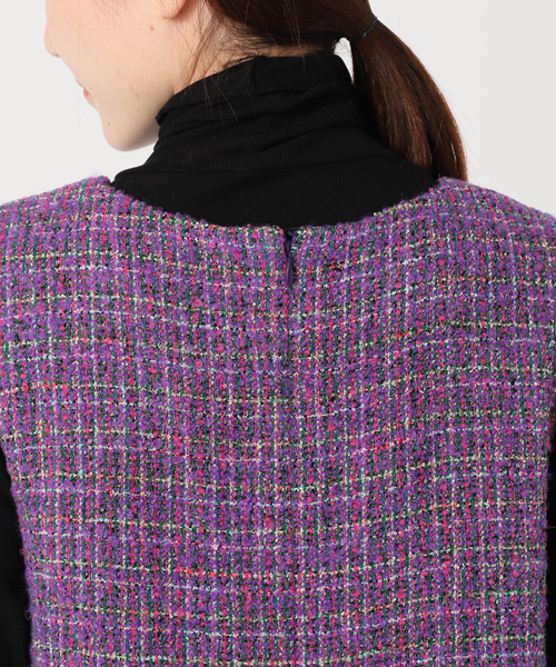 IENA LA BOUCLE カラーツィードVネックワンピース