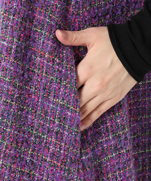 IENA LA BOUCLE カラーツィードVネックワンピース