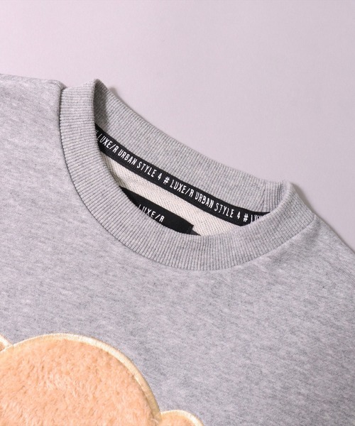 LUXE/R(ラグジュ)の「(RM)【ユニセックス】【LUXE/R】バッグ付き ボア & くまさん ワッペン スウェット プルオーバー(スウェット・メンズ・ホワイト/ブラック/グレー・MEDIUM/LARGE)」の6枚目の写真