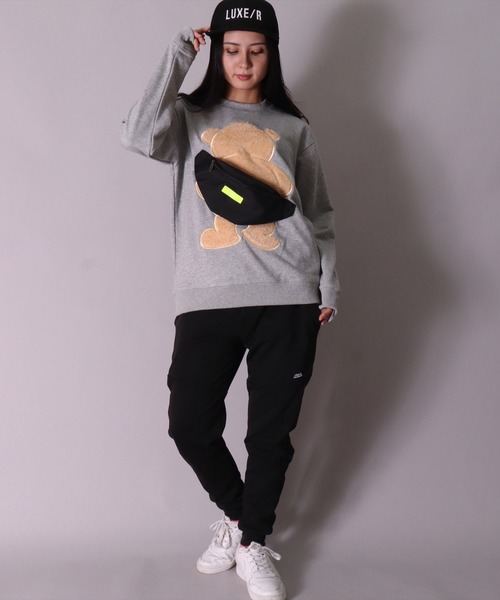LUXE/R(ラグジュ)の「(RM)【ユニセックス】【LUXE/R】バッグ付き ボア & くまさん ワッペン スウェット プルオーバー(スウェット・メンズ・ホワイト/ブラック/グレー・MEDIUM/LARGE)」の18枚目の写真