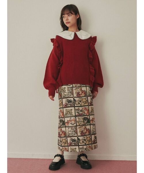 merry jenny（メリージェニー）の「サイドリボンニット（ニット/セーター・レディース・レッド/アイボリー・FREE）」の8枚目の写真