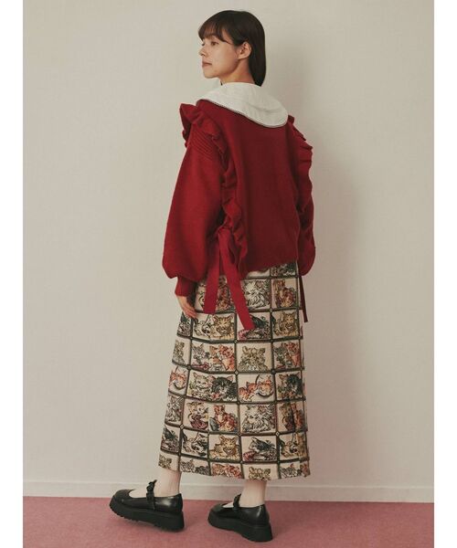 merry jenny（メリージェニー）の「サイドリボンニット（ニット/セーター・レディース・レッド/アイボリー・FREE）」の13枚目の写真