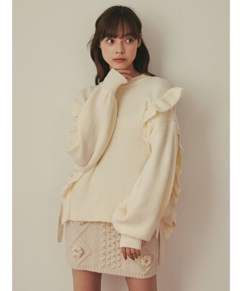 merry jenny（メリージェニー）の「サイドリボンニット（ニット/セーター・レディース・レッド/アイボリー・FREE）」の15枚目の写真