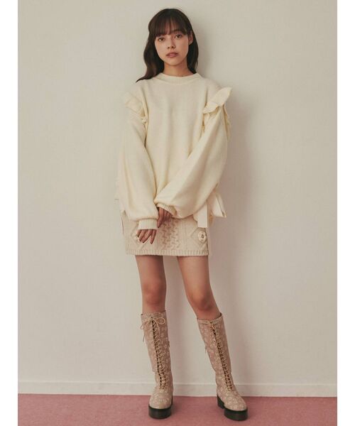 merry jenny（メリージェニー）の「サイドリボンニット（ニット/セーター・レディース・レッド/アイボリー・FREE）」の20枚目の写真