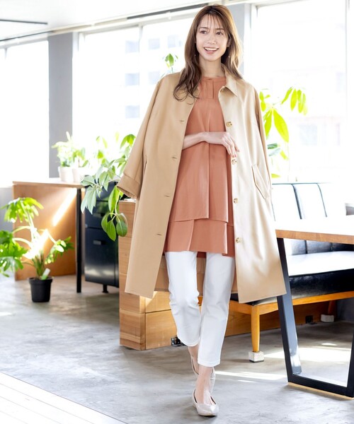 Tiaclasse（ティアクラッセ）の「【洗える】レイヤードヘムシャツチュニックブラウス（シャツ/ブラウス・レディース・オレンジ/オフホワイト/ラベンダー/サックスブルー・XXL/XL）」の8枚目の写真