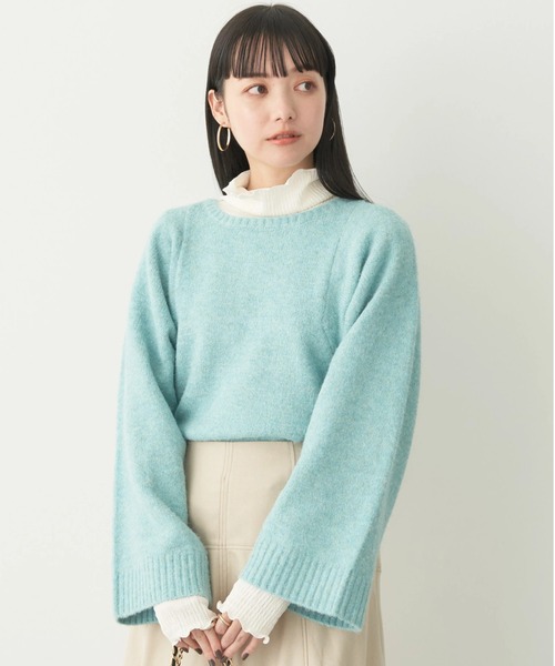earth music&ecology（アースミュージックアンドエコロジー）の「ワイドスリーブショート丈ニットプルオーバー（ニット/セーター・レディース・ネイビー/イエロー/ブルーグリーン/アイボリー・FREE）」の3枚目の写真