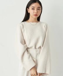 ワイドスリーブショート丈ニットプルオーバー