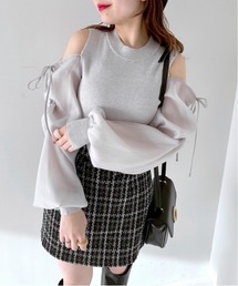 OLIVE des OLIVE | 袖異素材くしゅっとリボンニット(ニット/セーター)