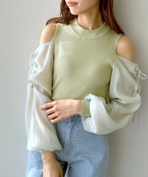 OLIVE des OLIVE | 袖異素材くしゅっとリボンニット(ニット/セーター)