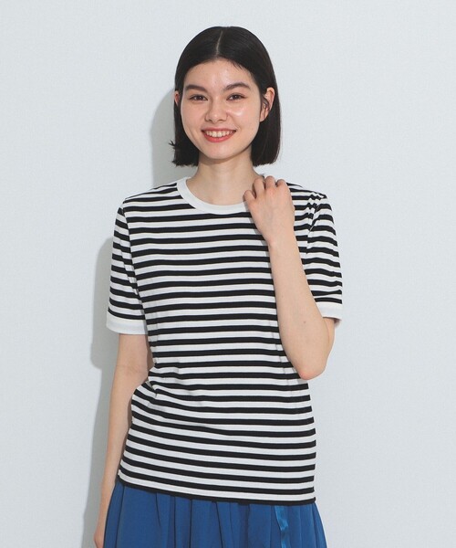 BEAMS BOY（ビームスボーイ）の「BEAMS BOY / バインダー ボーダーTシャツ 23SS（Tシャツ/カットソー・レディース・オレンジ/グリーン/ブラック/ブルー・1/2）」の7枚目の写真