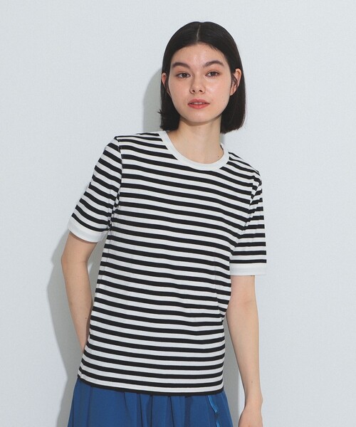 BEAMS BOY（ビームスボーイ）の「BEAMS BOY / バインダー ボーダーTシャツ 23SS（Tシャツ/カットソー・レディース・オレンジ/グリーン/ブラック/ブルー・1/2）」の8枚目の写真