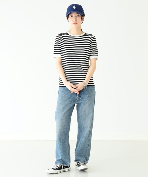BEAMS BOY（ビームスボーイ）の「BEAMS BOY / バインダー ボーダーTシャツ 23SS（Tシャツ/カットソー・レディース・オレンジ/グリーン/ブラック/ブルー・1/2）」の9枚目の写真