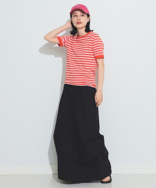 BEAMS BOY（ビームスボーイ）の「BEAMS BOY / バインダー ボーダーTシャツ 23SS（Tシャツ/カットソー・レディース・オレンジ/グリーン/ブラック/ブルー・1/2）」の14枚目の写真