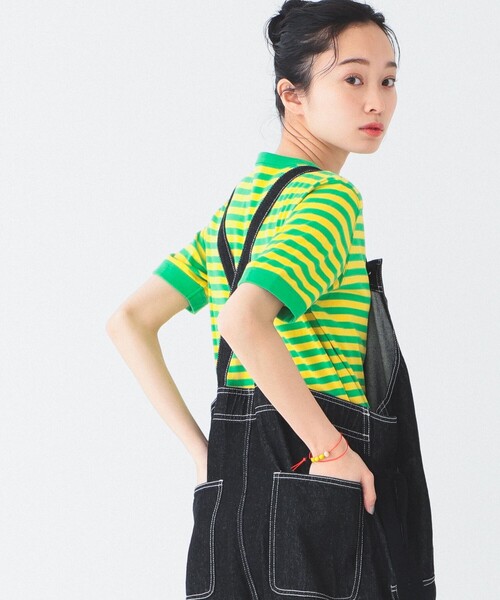 BEAMS BOY（ビームスボーイ）の「BEAMS BOY / バインダー ボーダーTシャツ 23SS（Tシャツ/カットソー・レディース・オレンジ/グリーン/ブラック/ブルー・1/2）」の3枚目の写真