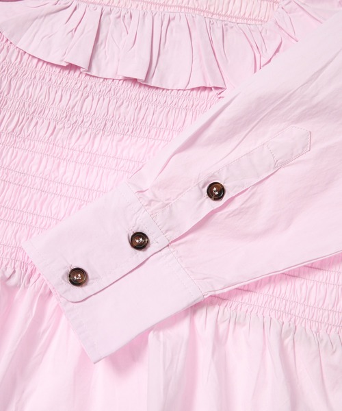 GANNI(ガニー)の「Cotton Poplin Open-neck Smock Blouse(シャツ/ブラウス・レディース・ピンク系その他/ブラック・38/36)」の3枚目の写真