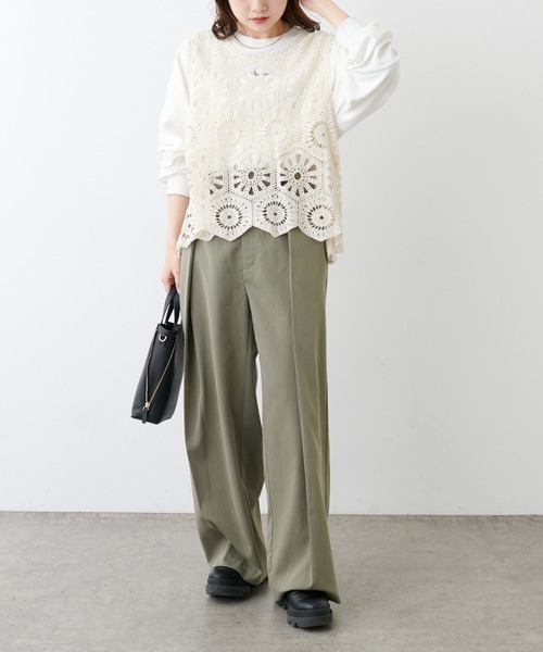 PUAL CE CIN（ピュアルセシン）の「カギ針編み風ベスト（ベスト・レディース・ブラック/ナチュラル・FREE）」の19枚目の写真