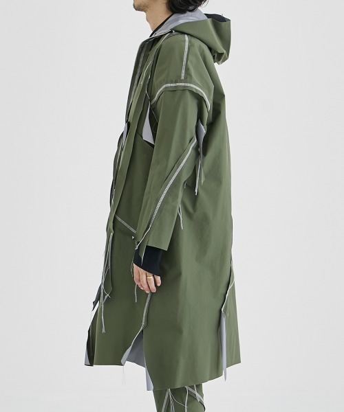 sulvam ナイロンコート　23ss sulvam / サルバム】CUTTING HOODED COAT / カッティング