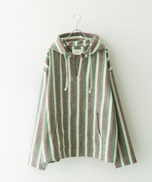 青緑ストライプ　メキシカンパーカー URBAN RESEARCH Sonny Label（アーバンリサーチサニーレーベル