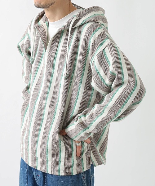 青緑ストライプ　メキシカンパーカー URBAN RESEARCH Sonny Label（アーバンリサーチサニーレーベル